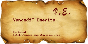 Vancsó Emerita névjegykártya